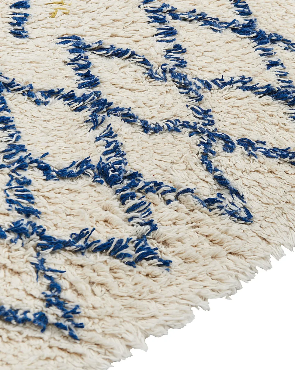 Tapete De Algodao Creme E Azul 160 X 230 Cm Erzincan