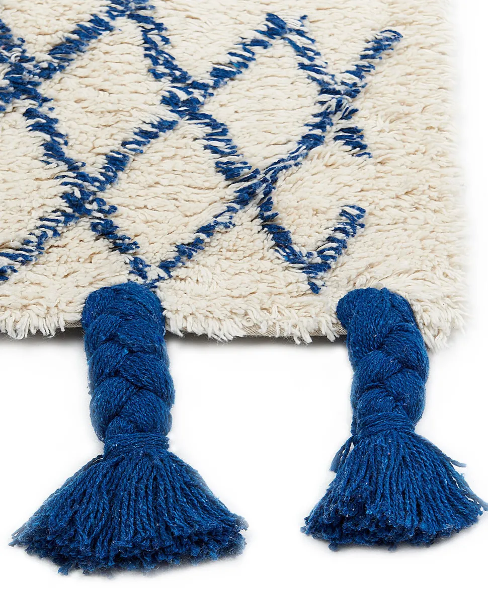 Tapete De Algodao Creme E Azul 160 X 230 Cm Erzincan