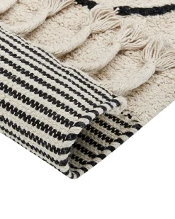 Tapete De Algodao Creme E Preto 160 X 230 Cm Dokuz