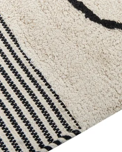 Tapete De Algodao Creme E Preto 160 X 230 Cm Dokuz