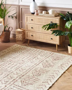 Tapete De Algodao Creme E Rosa 160 X 230 Cm Edirne