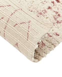 Tapete De Algodao Creme E Rosa 160 X 230 Cm Edirne