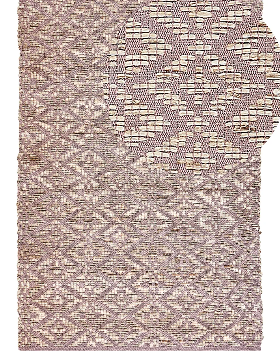 Tapete De Algodao Creme E Rosa 160 X 230 Cm Gerze