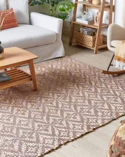 Tapete De Algodao Creme E Rosa 160 X 230 Cm Gerze