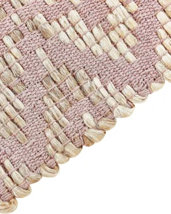 Tapete De Algodao Creme E Rosa 160 X 230 Cm Gerze
