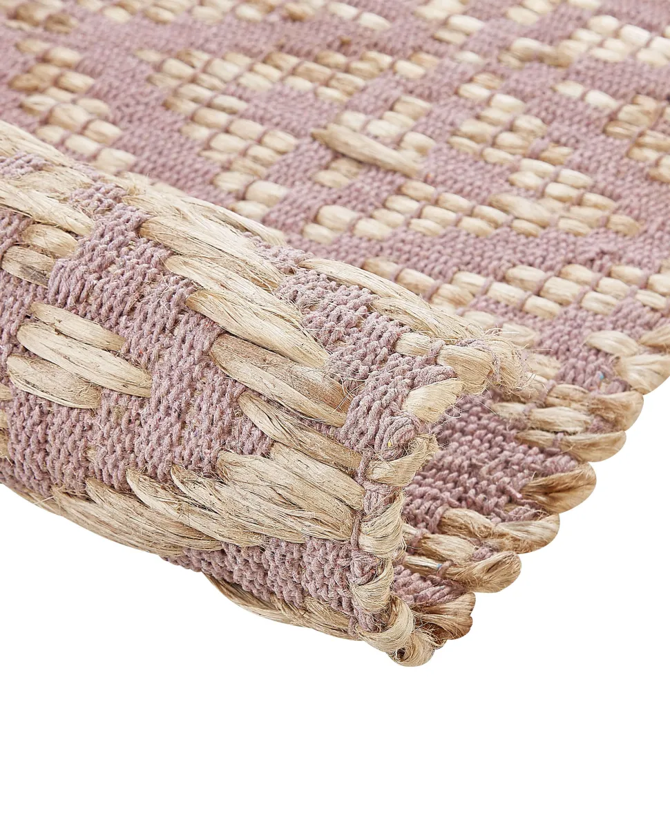 Tapete De Algodao Creme E Rosa 160 X 230 Cm Gerze