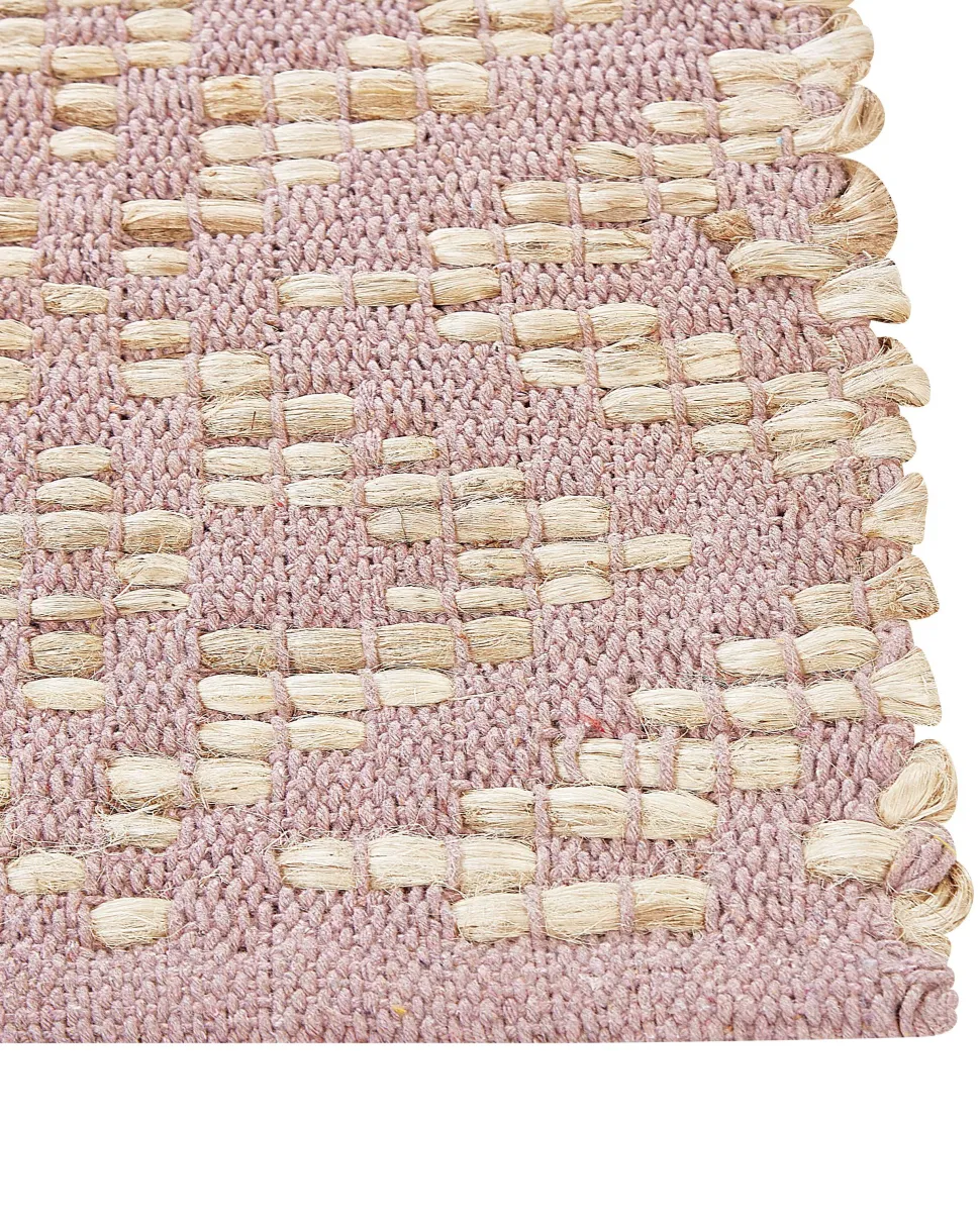 Tapete De Algodao Creme E Rosa 160 X 230 Cm Gerze