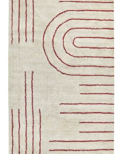 Tapete De Algodao Creme E Vermelho 160 X 230 Cm Tirupati