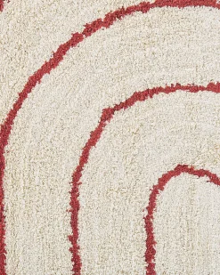 Tapete De Algodao Creme E Vermelho 160 X 230 Cm Tirupati