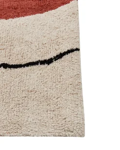 Tapete De Algodao Creme E Vermelho 160 X 230 Cm Bolat