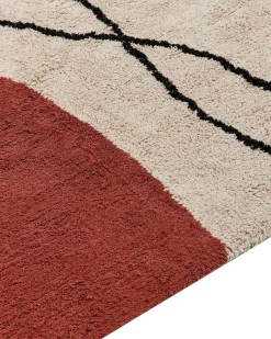 Tapete De Algodao Creme E Vermelho 160 X 230 Cm Bolat