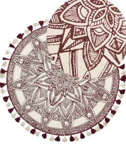 Tapete De Algodao Creme E Vermelho O 120 Cm Oltu