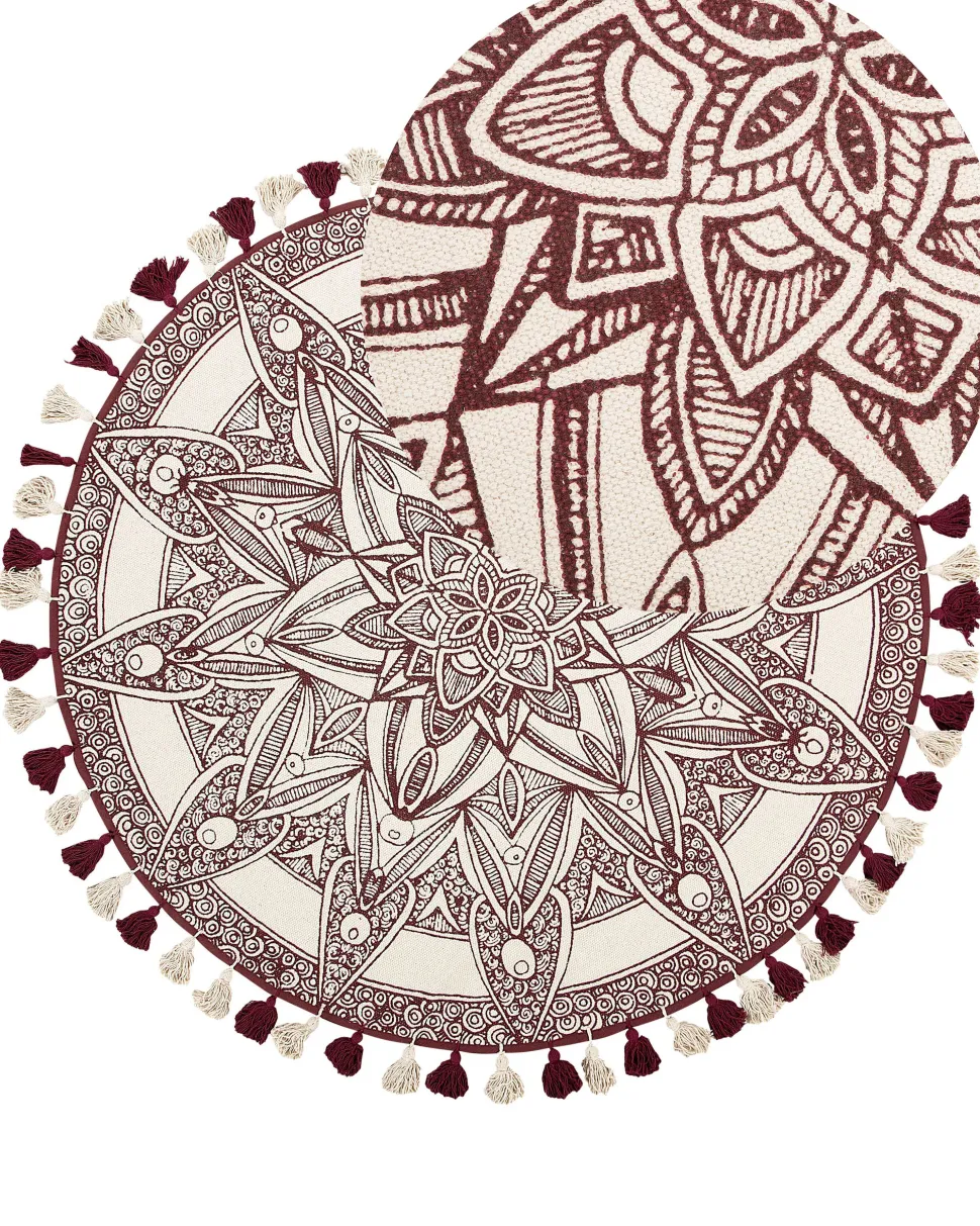 Tapete De Algodao Creme E Vermelho O 120 Cm Oltu