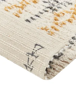 Tapete De Algodao Creme E Amarelo 160 X 230 Cm Kadapa
