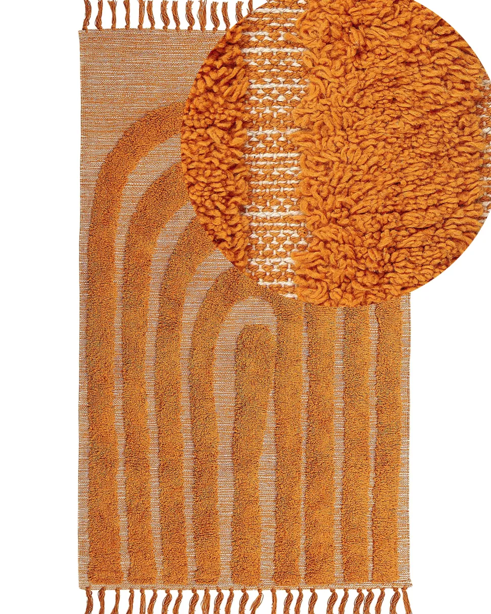 Tapete De Algodao Laranja 80 X 150 Cm Hakkari