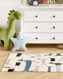 Tapete De Algodao Multicolor Com Impressao De Caes 80 X 150 Cm Temiaj