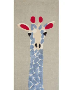 Tapete De Algodao Multicolor Com Impressao De Girafa 80 X 150 Cm Sakubo