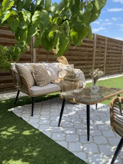 Tapete De Area Reversivel Creme 160 X 230 Cm Aksu