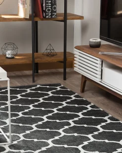 Tapete De Area Reversivel Preto E Branco 160 X 230 Cm Aladana