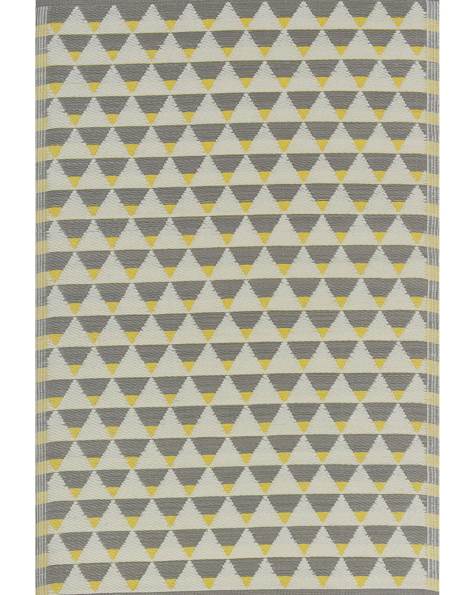 Tapete De Exterior Amarelo E Cinzento 120 X 180 Cm Hisar