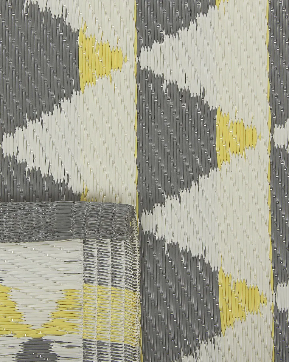 Tapete De Exterior Amarelo E Cinzento 120 X 180 Cm Hisar