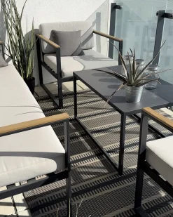 Tapete De Exterior Creme E Preto 160 X 230 Cm Mansa