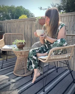 Tapete De Exterior Creme E Preto 160 X 230 Cm Mansa