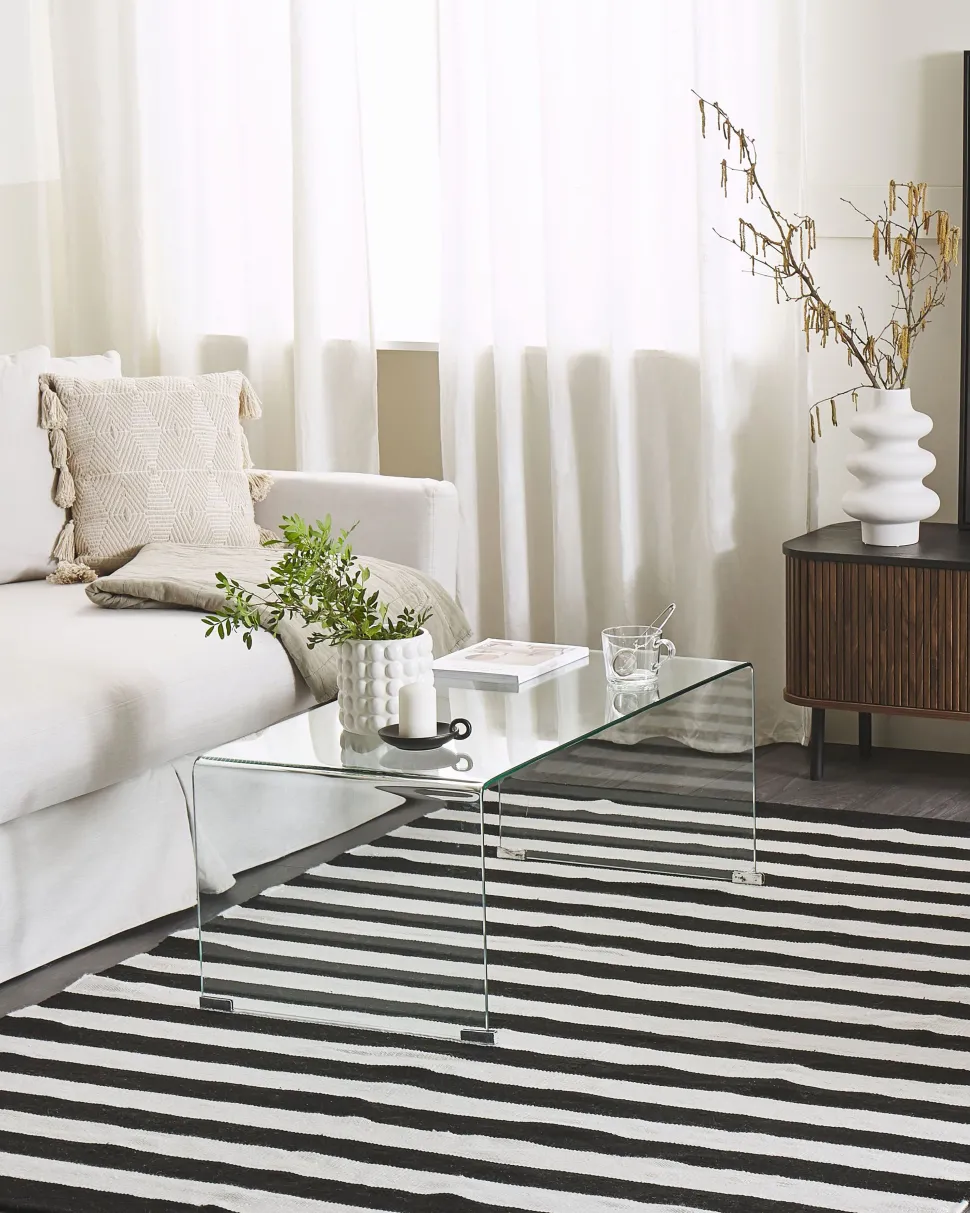 Tapete De Exterior Preto E Branco 140 X 200 Cm Tavas