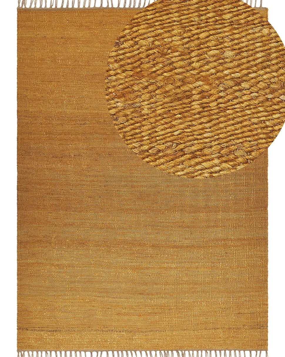 Tapete De Juta Amarelo Mostarda E Castanho 160 X 230 Cm Lunia