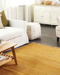 Tapete De Juta Amarelo Mostarda E Castanho 160 X 230 Cm Lunia