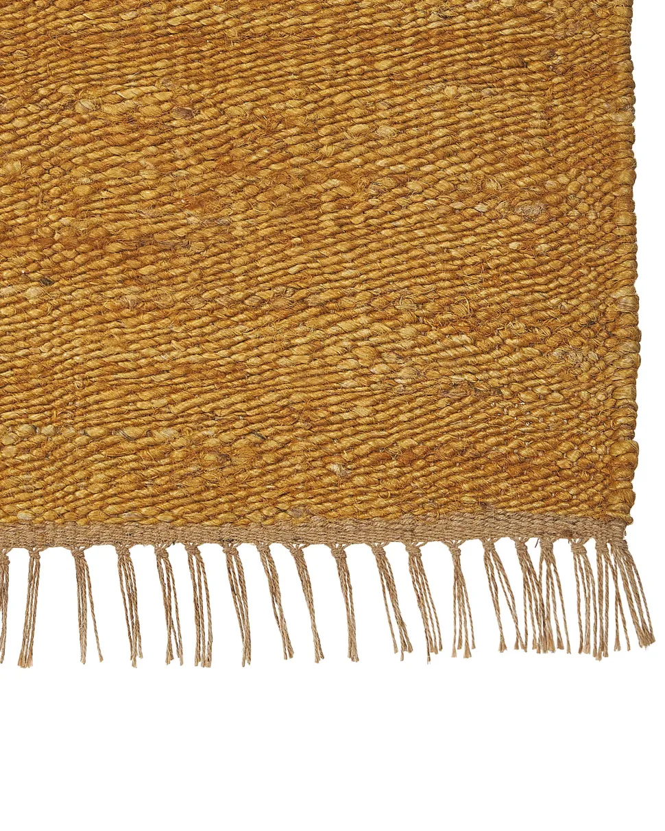 Tapete De Juta Amarelo Mostarda E Castanho 160 X 230 Cm Lunia