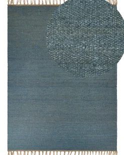 Tapete De Juta Azul Turquesa E Castanho 160 X 230 Cm Lunia