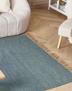 Tapete De Juta Azul Turquesa E Castanho 160 X 230 Cm Lunia