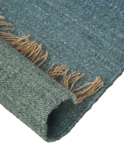 Tapete De Juta Azul Turquesa E Castanho 160 X 230 Cm Lunia