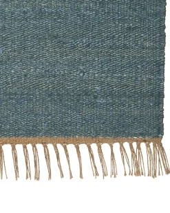 Tapete De Juta Azul Turquesa E Castanho 160 X 230 Cm Lunia