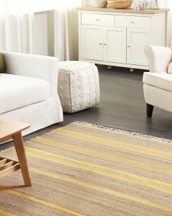 Tapete De Juta Creme E Amarelo 160 X 230 Cm Talpur