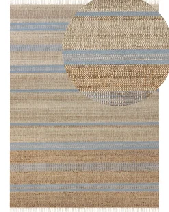 Tapete De Juta Creme E Azul Claro 160 X 230 Cm Talpur