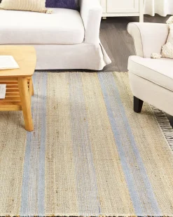 Tapete De Juta Creme E Azul Claro 160 X 230 Cm Talpur