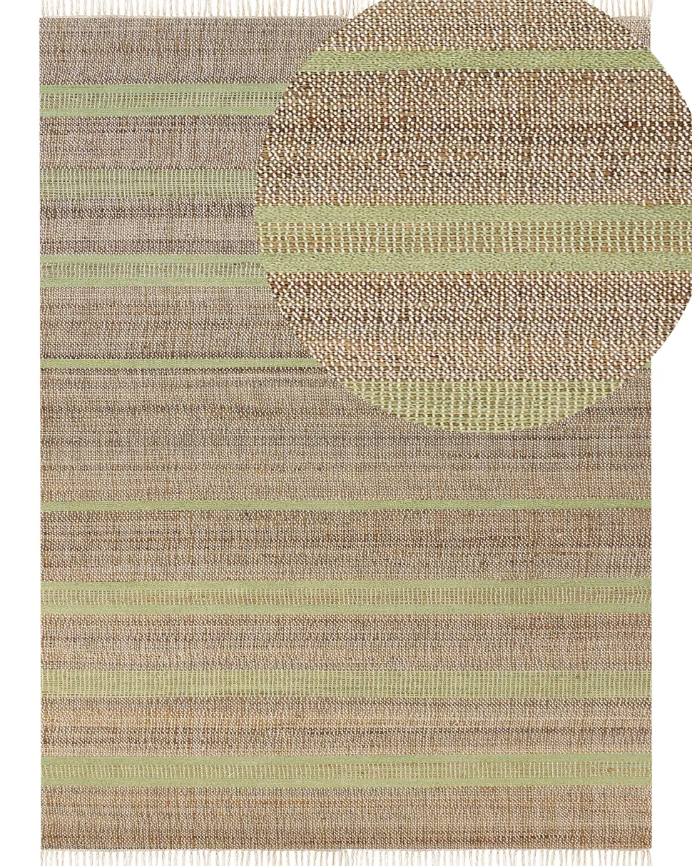 Tapete De Juta Creme E Verde Claro 160 X 230 Cm Talpur