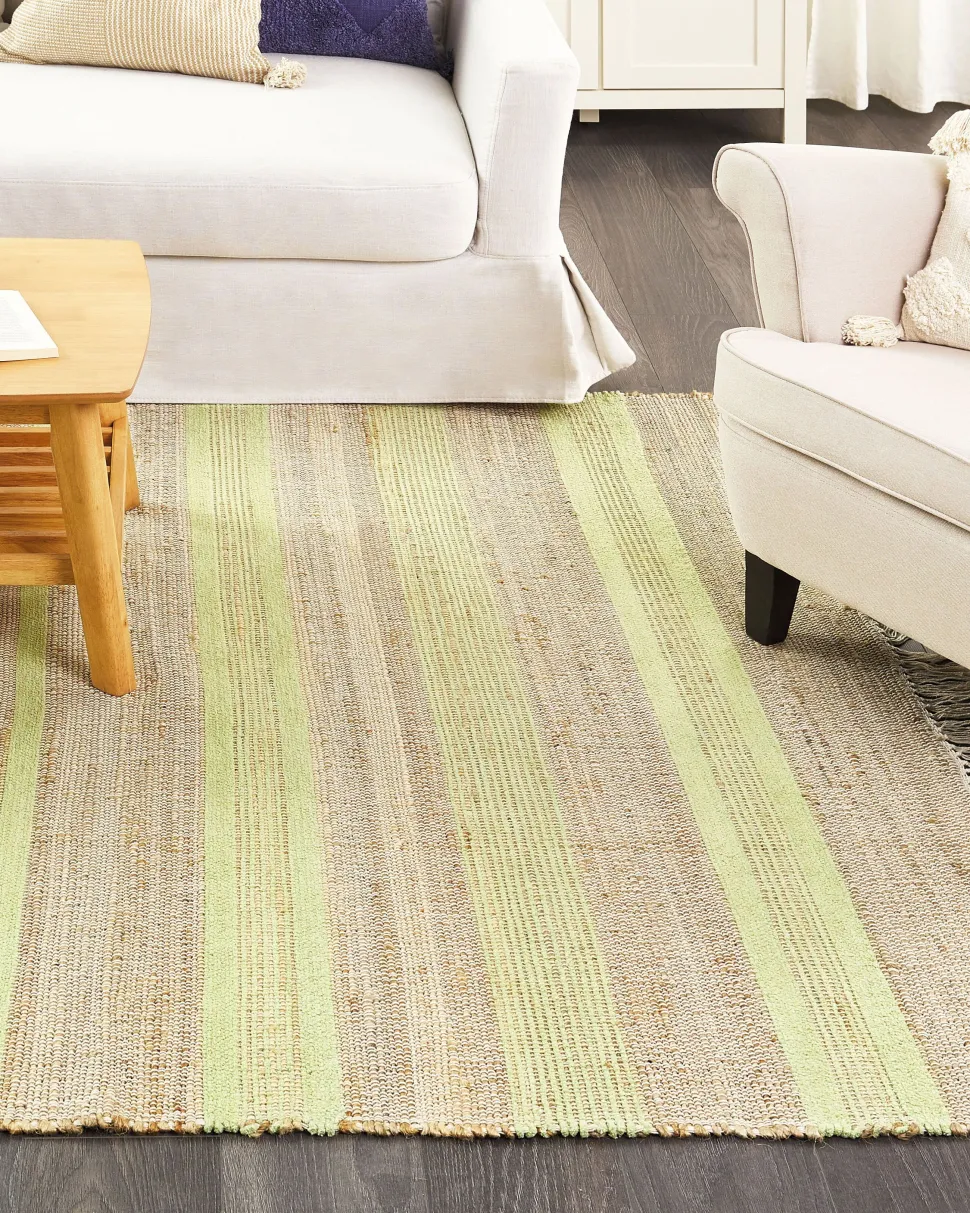 Tapete De Juta Creme E Verde Claro 160 X 230 Cm Talpur
