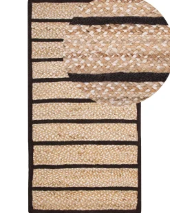 Tapete De Juta Preto E Creme 80 X 150 Cm Karadona