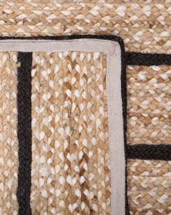 Tapete De Juta Preto E Creme 80 X 150 Cm Karadona