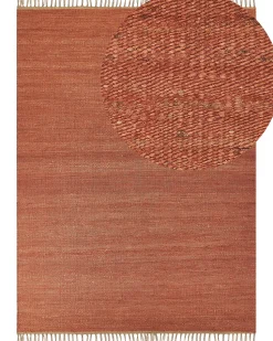 Tapete De Juta Vermelho Claro E Castanho 160 X 230 Cm Lunia