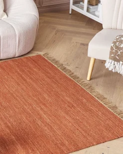 Tapete De Juta Vermelho Claro E Castanho 160 X 230 Cm Lunia