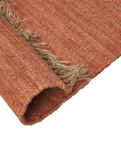 Tapete De Juta Vermelho Claro E Castanho 160 X 230 Cm Lunia