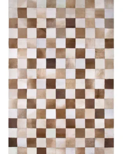 Tapete De Pele Genuina Castanha E Creme 160 X 230 Cm Solmaz