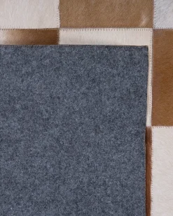 Tapete De Pele Genuina Castanha E Creme 160 X 230 Cm Solmaz