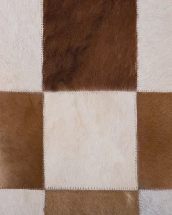 Tapete De Pele Genuina Castanha E Creme 160 X 230 Cm Solmaz