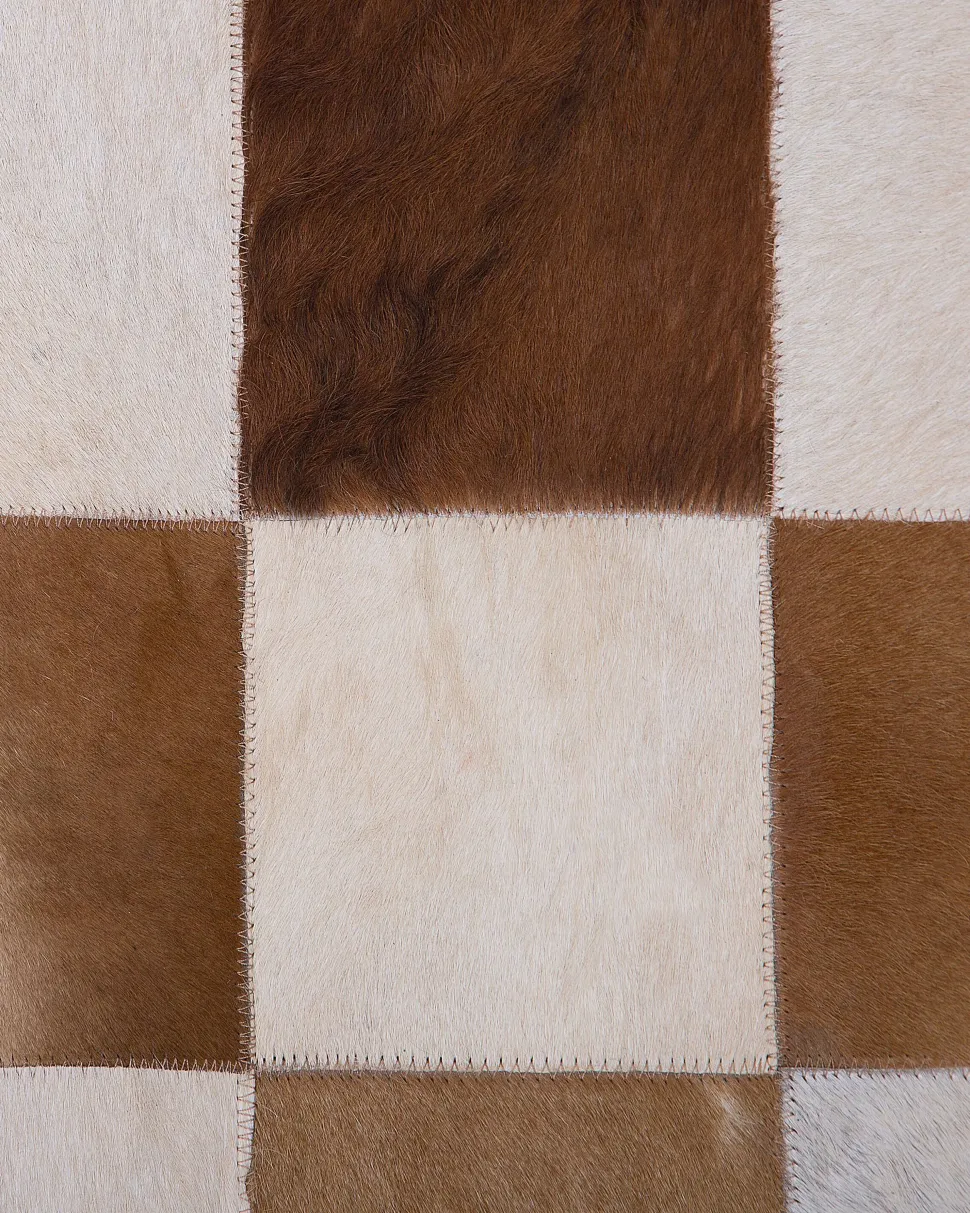 Tapete De Pele Genuina Castanha E Creme 160 X 230 Cm Solmaz