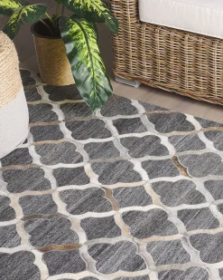 Tapete De Pele Genuina Cinzenta E Creme 160 X 230 Cm Rolunay